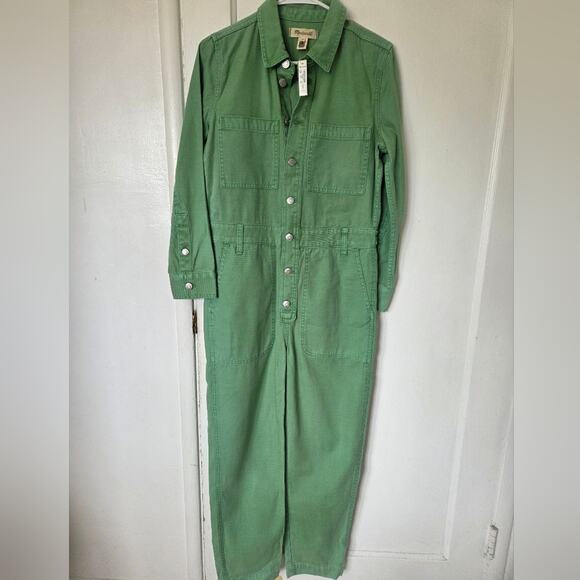 Madewell Garment Dyed Relaxed Coverall Green Women's Jumpsuit Small NWT - Picture 6 of 7